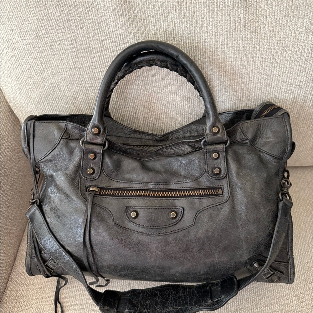 Authentic Balenciaga City Bag in Anthracite (Medium)